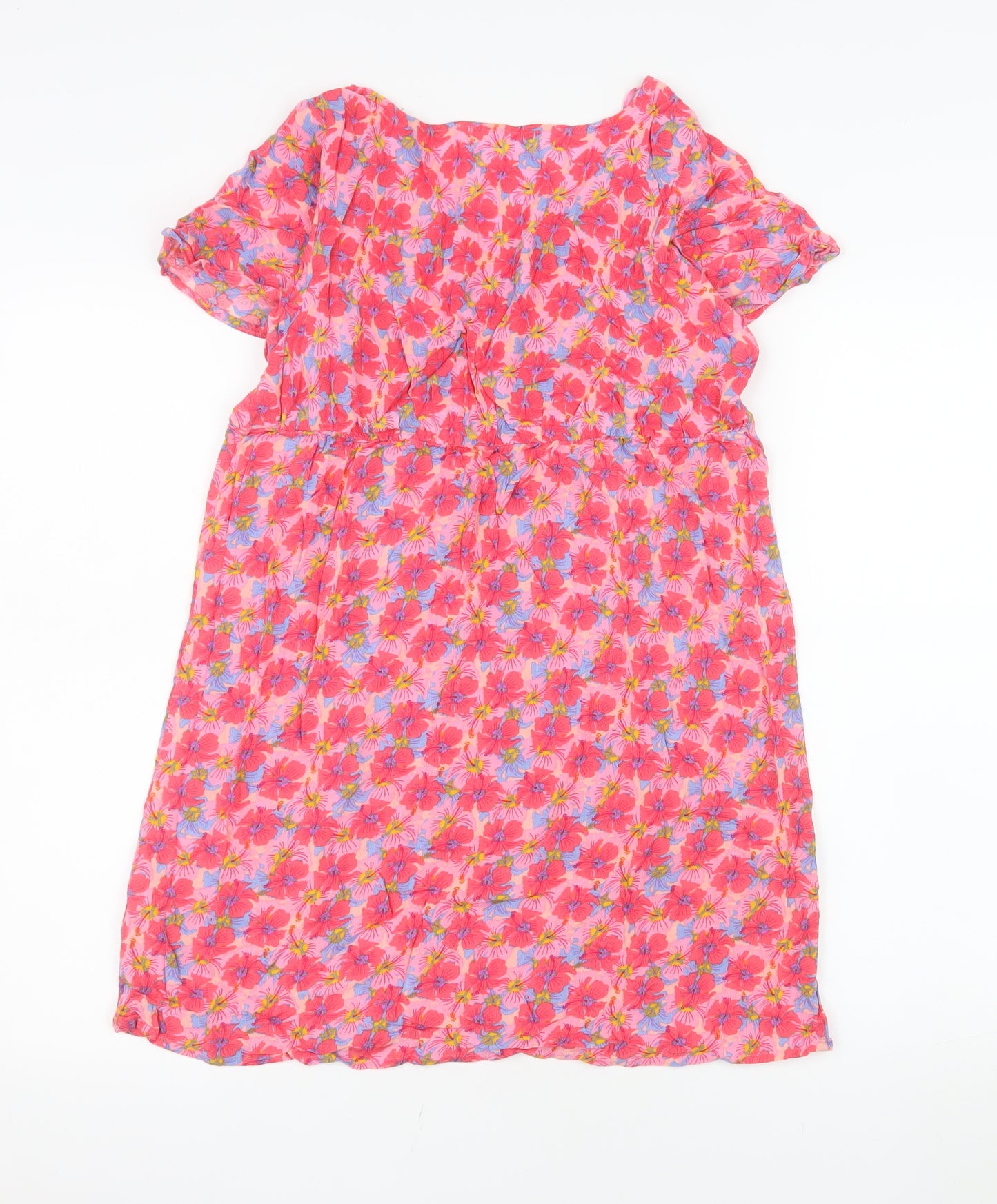 Primark Women Pink Floral Viscose Shift Dress Size 10