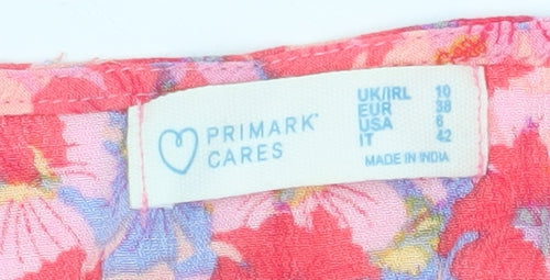 Primark Women Pink Floral Viscose Shift Dress Size 10