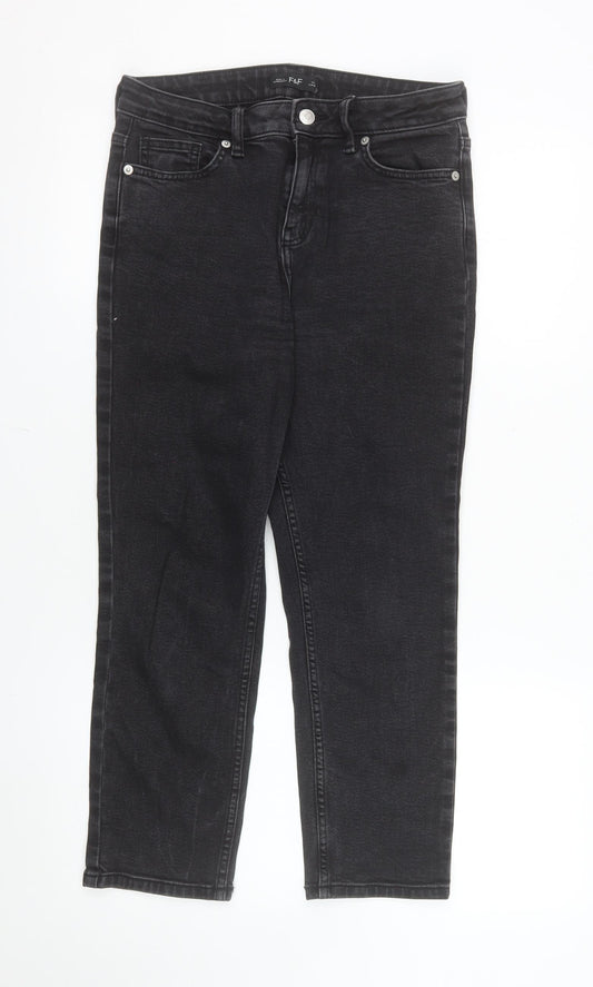 F&F Women’s Black Straight Leg Stretch Denim Jeans Size 10 Regular