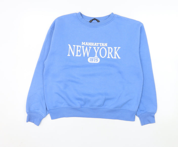 Dunnes Stores Women's Blue Small Crew Neck Manhattan New York Sweatshirt