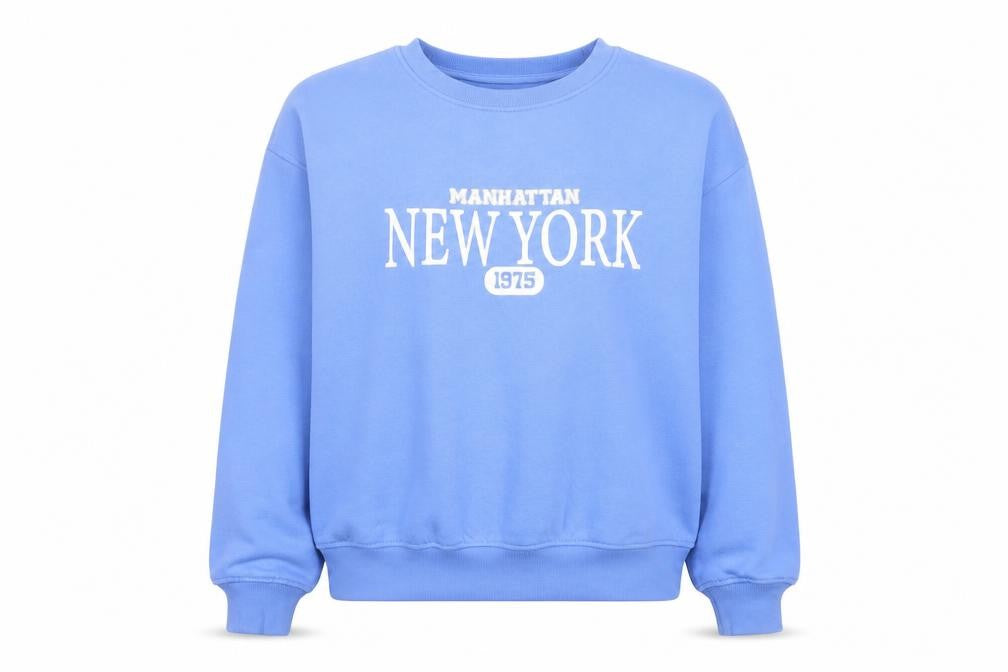 Dunnes Stores Women's Blue Small Crew Neck Manhattan New York Sweatshirt