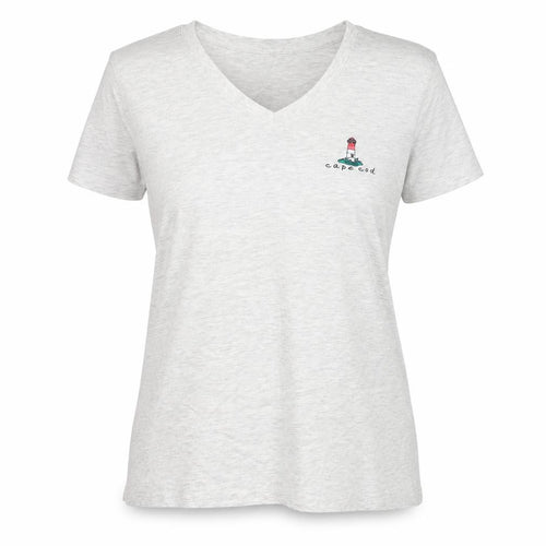 Cuffy's Women's Grey Relaxed Fit V-Neck Cape Cod Cotton T-Shirt Size L