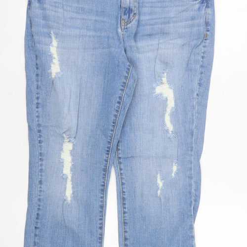 Jennifer Lopez Womens Blue Capri Jeans Size 12 Distressed Denim