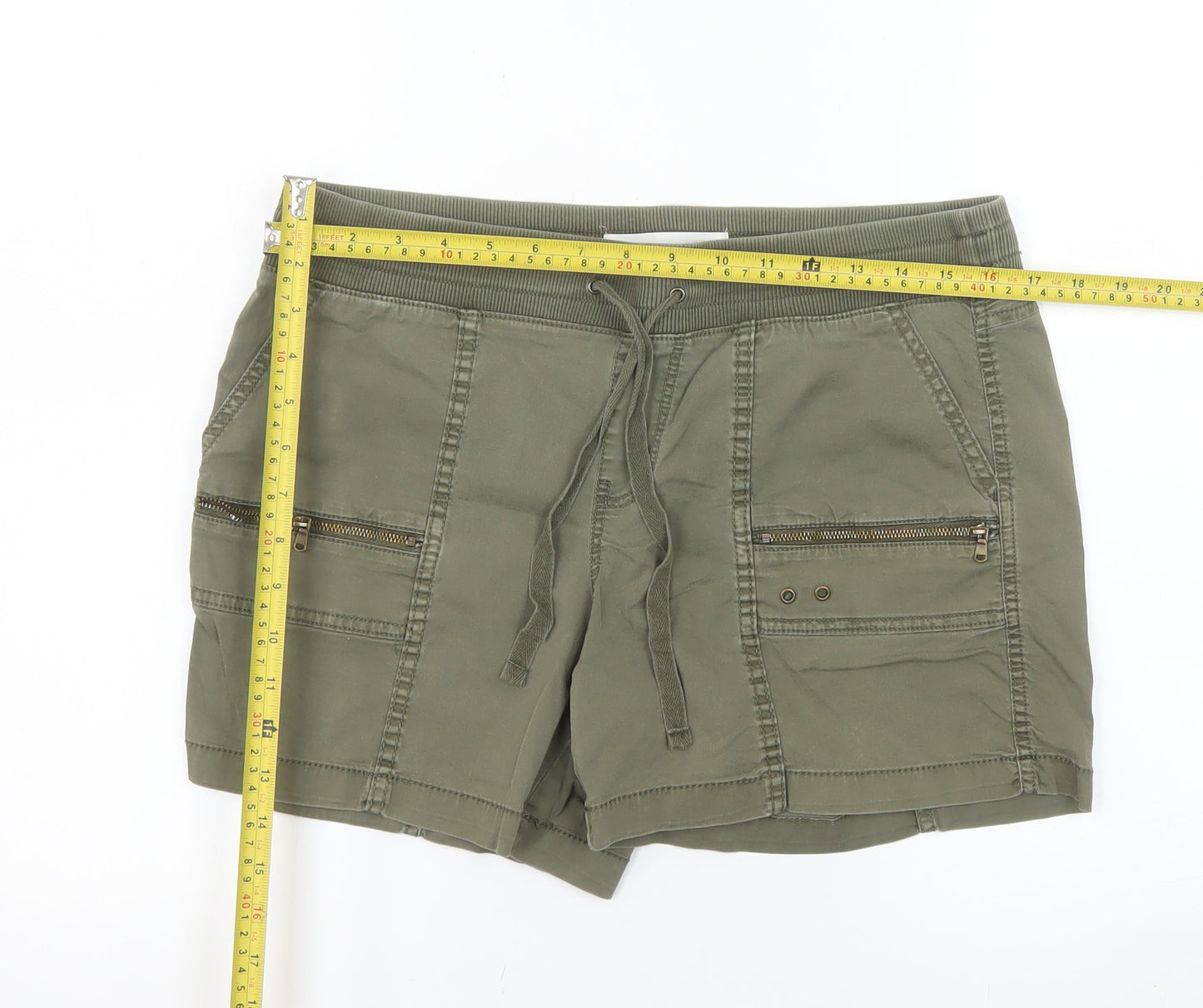 Sonoma Women’s Green Cargo Shorts Size 12 Cotton Stretch Drawstring