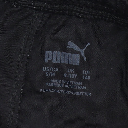 Puma Boys Black Orange Athletic Sports Shorts 9-10 Years
