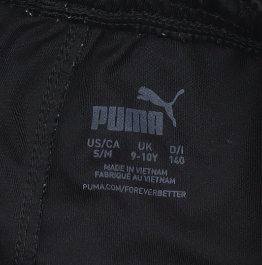Puma Boys Black Orange Athletic Sports Shorts 9-10 Years