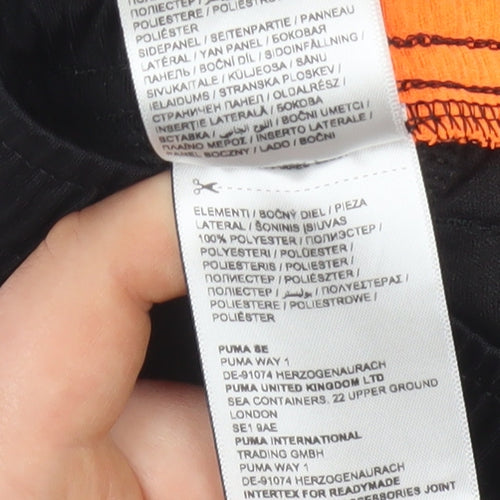 Puma Boys Black Orange Athletic Sports Shorts 9-10 Years