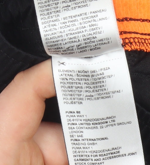 Puma Boys Black Orange Athletic Sports Shorts 9-10 Years