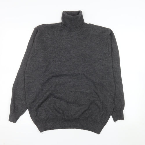 Creativity Men’s Grey Roll Neck Wool Blend Pullover Jumper L
