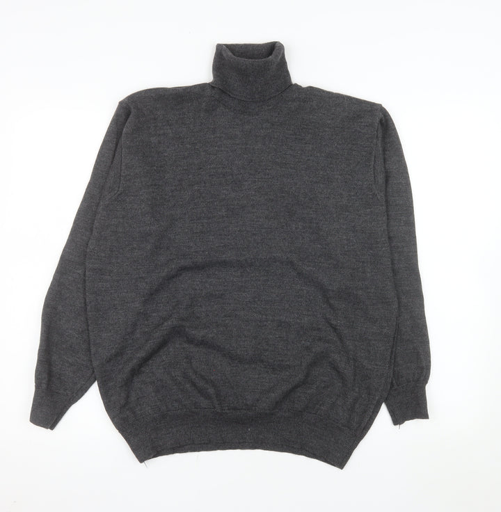 Creativity Men’s Grey Roll Neck Wool Blend Pullover Jumper L
