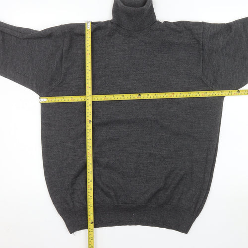 Creativity Men’s Grey Roll Neck Wool Blend Pullover Jumper L
