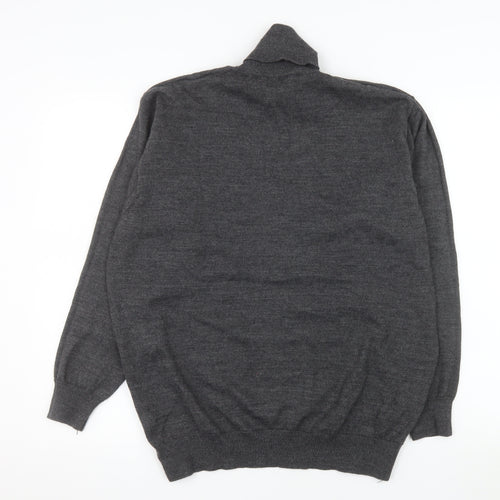Creativity Men’s Grey Roll Neck Wool Blend Pullover Jumper L