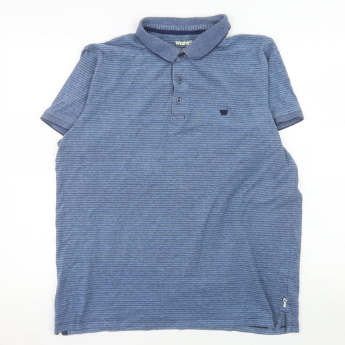 Wrangler Men's Blue Striped Cotton Stretch Polo Shirt XL
