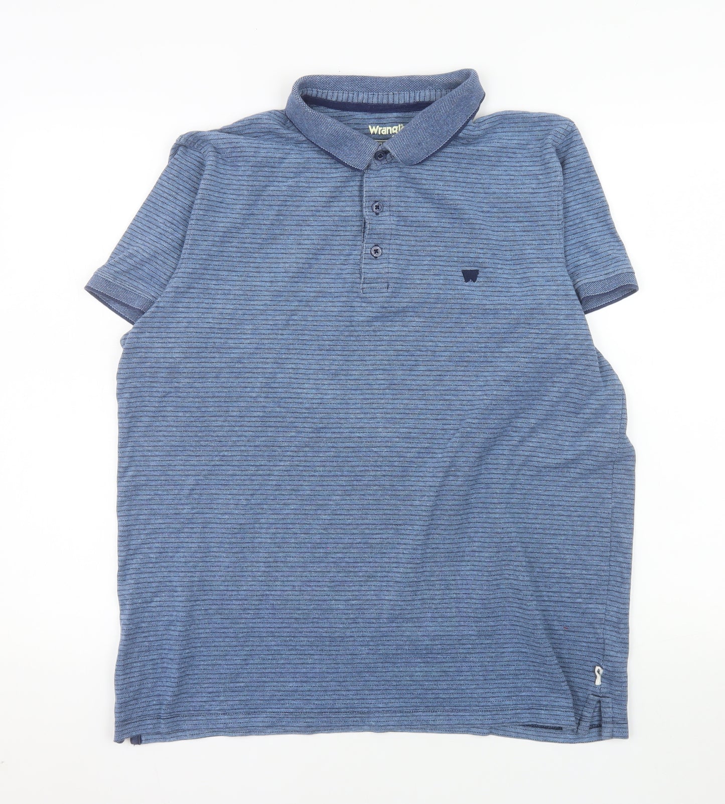 Wrangler Men's Blue Striped Cotton Stretch Polo Shirt XL