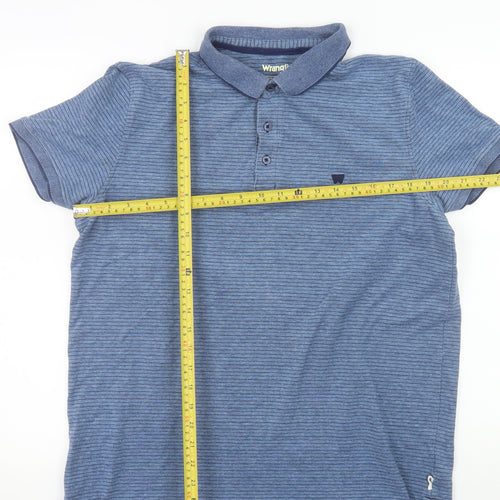 Wrangler Men's Blue Striped Cotton Stretch Polo Shirt XL