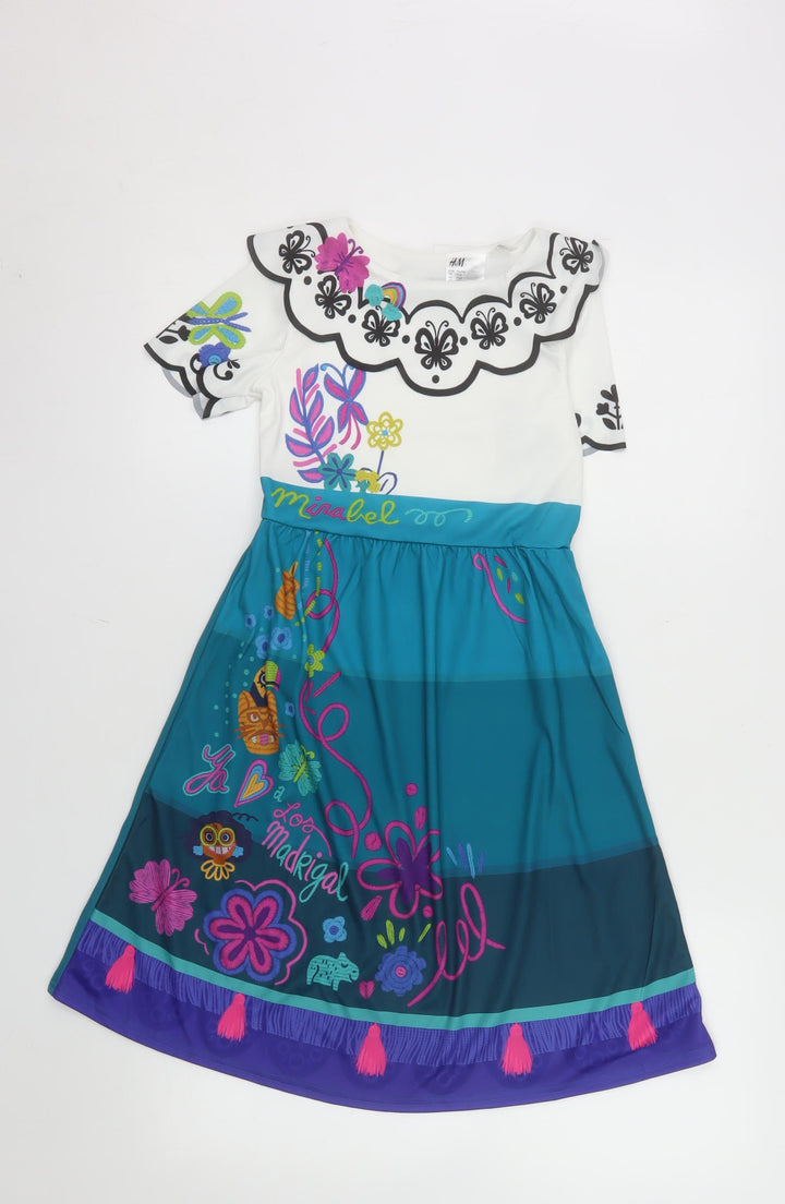 H&M Disney Girls Multicoloured Mirabel Encanto Knee Length Dress 4-6 Years