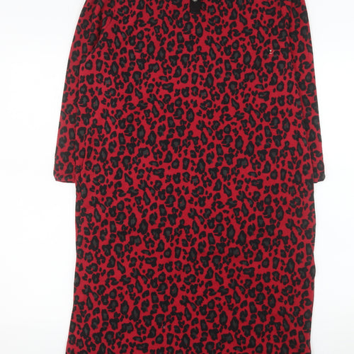 Paco Boutique Women's Red Leopard Print Shift Dress Size 12