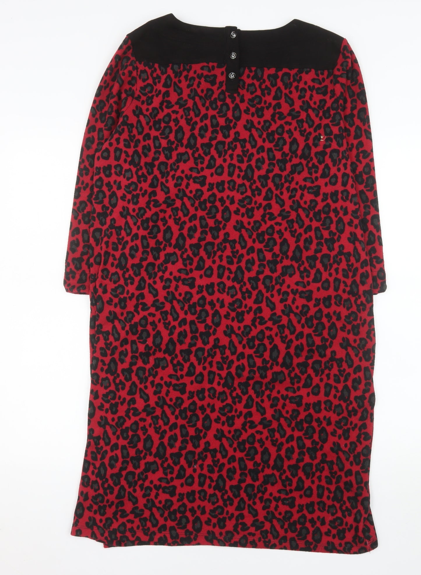 Paco Boutique Women's Red Leopard Print Shift Dress Size 12