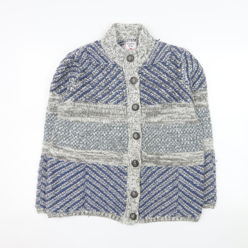 Country Rose Women's Blue Geometric Chunky Knit Cardigan M