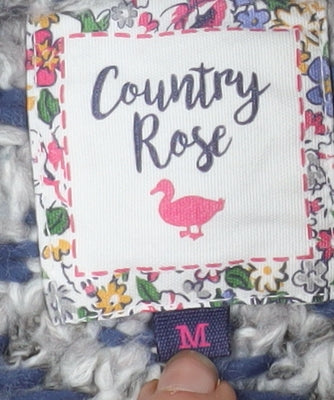 Country Rose Women's Blue Geometric Chunky Knit Cardigan M