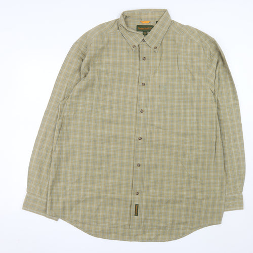 Timberland Men’s Beige Check Long Sleeve Button-Up Cotton Shirt XL