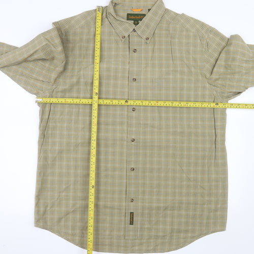 Timberland Men’s Beige Check Long Sleeve Button-Up Cotton Shirt XL