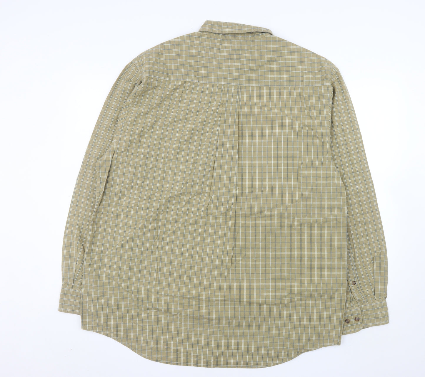 Timberland Men’s Beige Check Long Sleeve Button-Up Cotton Shirt XL