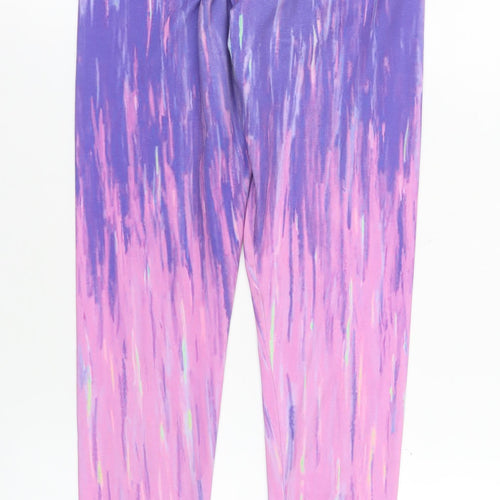 Dunnes Stores Girls Purple Pink Ankle Leggings 10-11 Years Stretch Polyester Blend