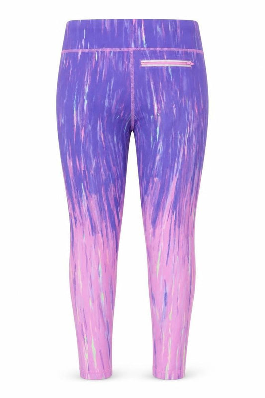 Front view of Dunnes girls’ purple pink ankle leggings 10-11 years stretch polyester blend