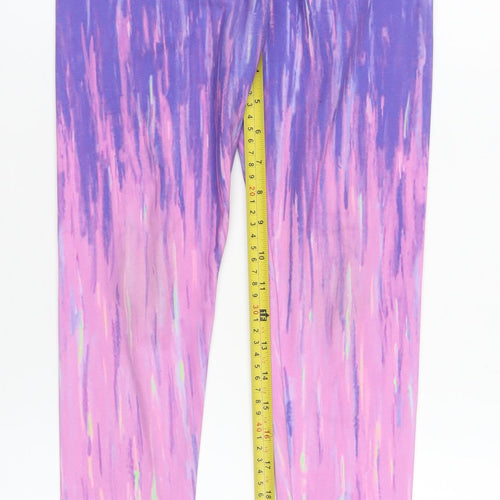 Dunnes Stores Girls Purple Pink Ankle Leggings 10-11 Years Stretch Polyester Blend