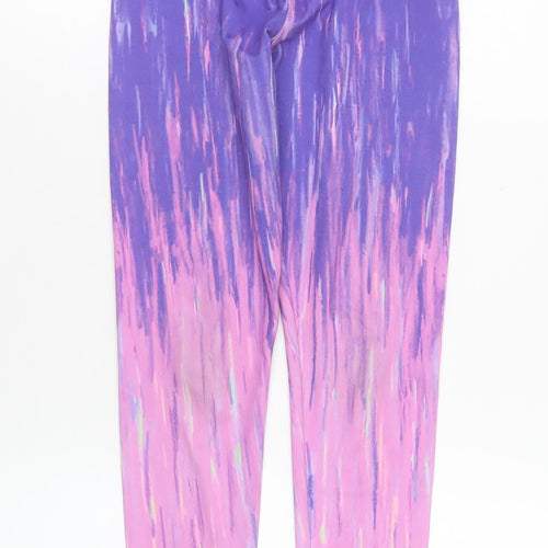 Dunnes Stores Girls Purple Pink Ankle Leggings 10-11 Years Stretch Polyester Blend