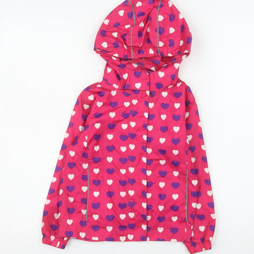 Avenue Girls Pink Heart Print Hooded Rain Coat 5-6 Years Water Resistant