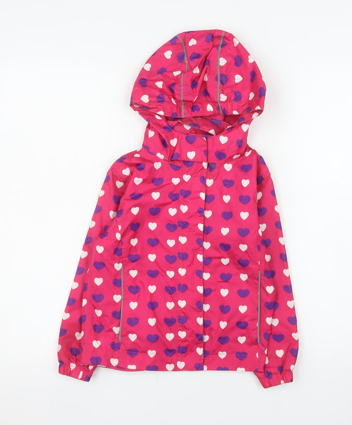 Avenue Girls Pink Heart Print Hooded Rain Coat 5-6 Years Water Resistant