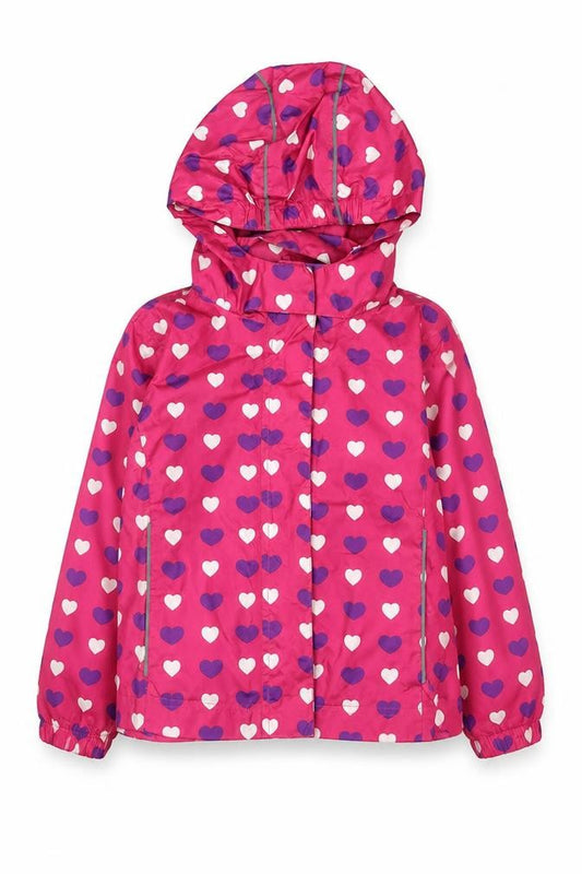 Avenue Girls Pink Heart Print Hooded Rain Coat 5-6 Years Water Resistant
