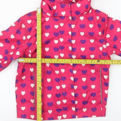 Avenue Girls Pink Heart Print Hooded Rain Coat 5-6 Years Water Resistant