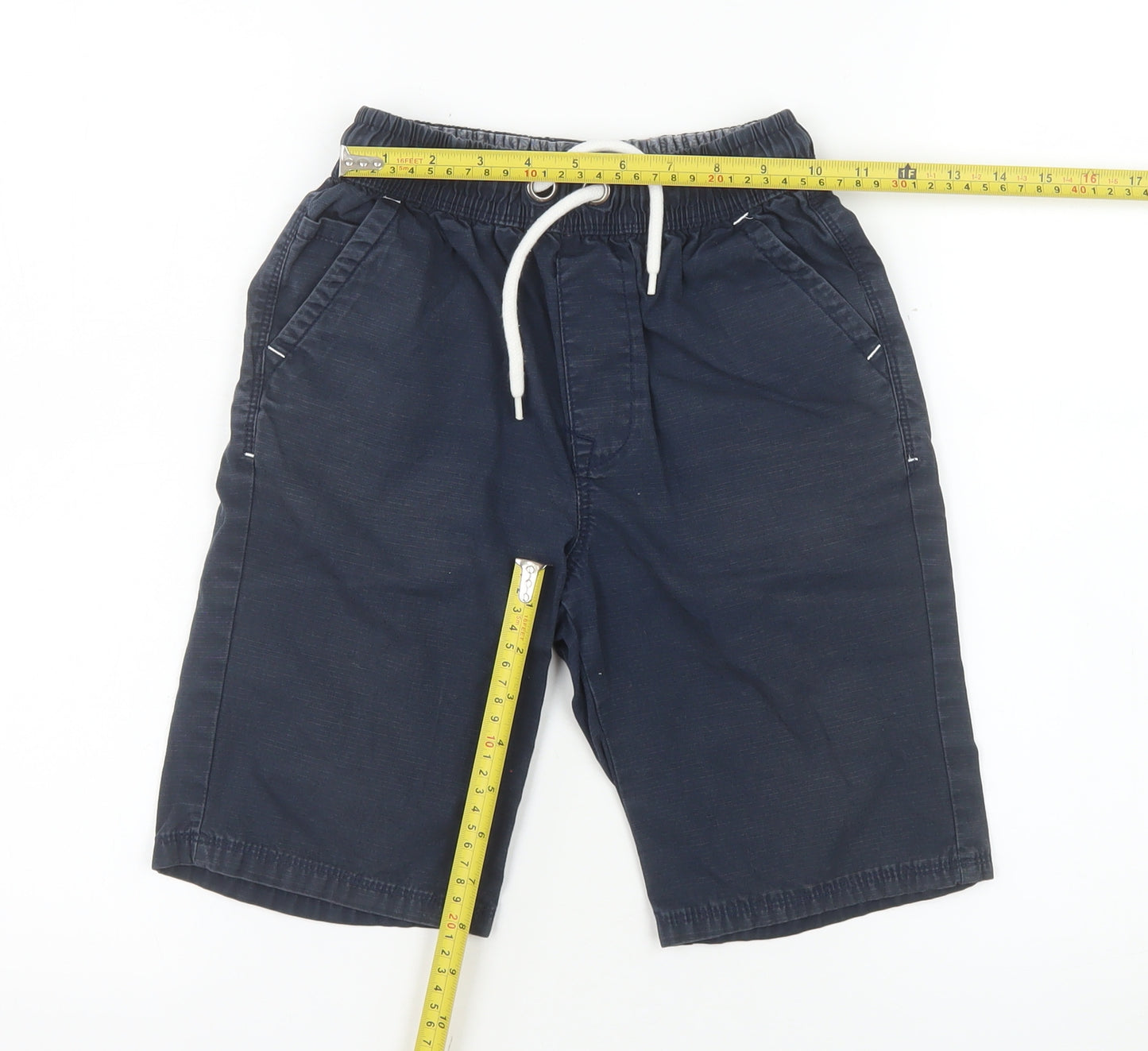 Next Boys Blue Cotton Twill Drawstring Shorts 10 Years Casual Summer Wear