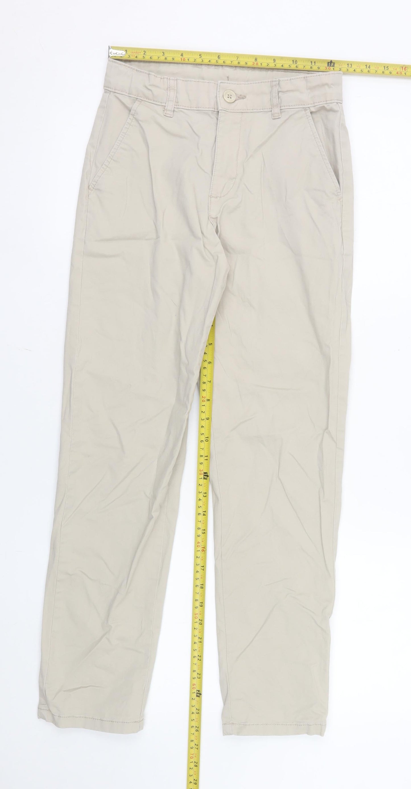 Dunnes Stores Boys Beige Chino Trousers 10-11 Years Cotton Blend