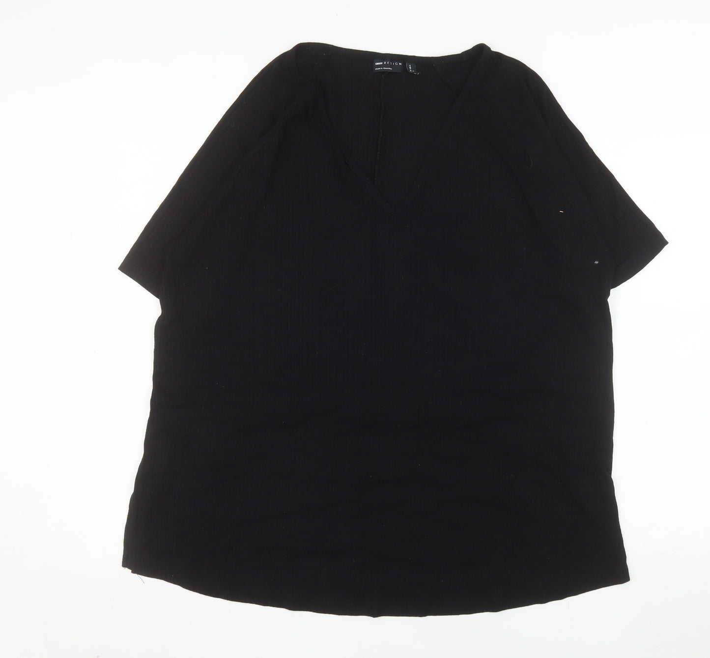 ASOS Women’s Black Cotton V-Neck Short Sleeve Tall Blouse UK 10