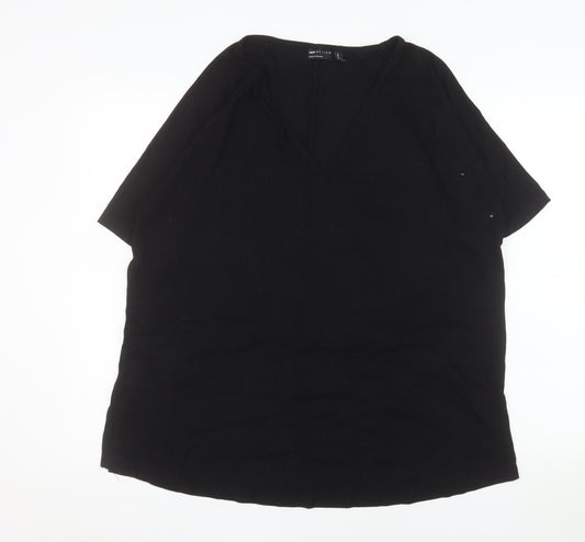 ASOS Women’s Black Cotton V-Neck Short Sleeve Tall Blouse UK 10