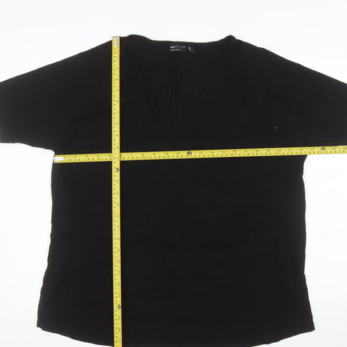 ASOS Women’s Black Cotton V-Neck Short Sleeve Tall Blouse UK 10