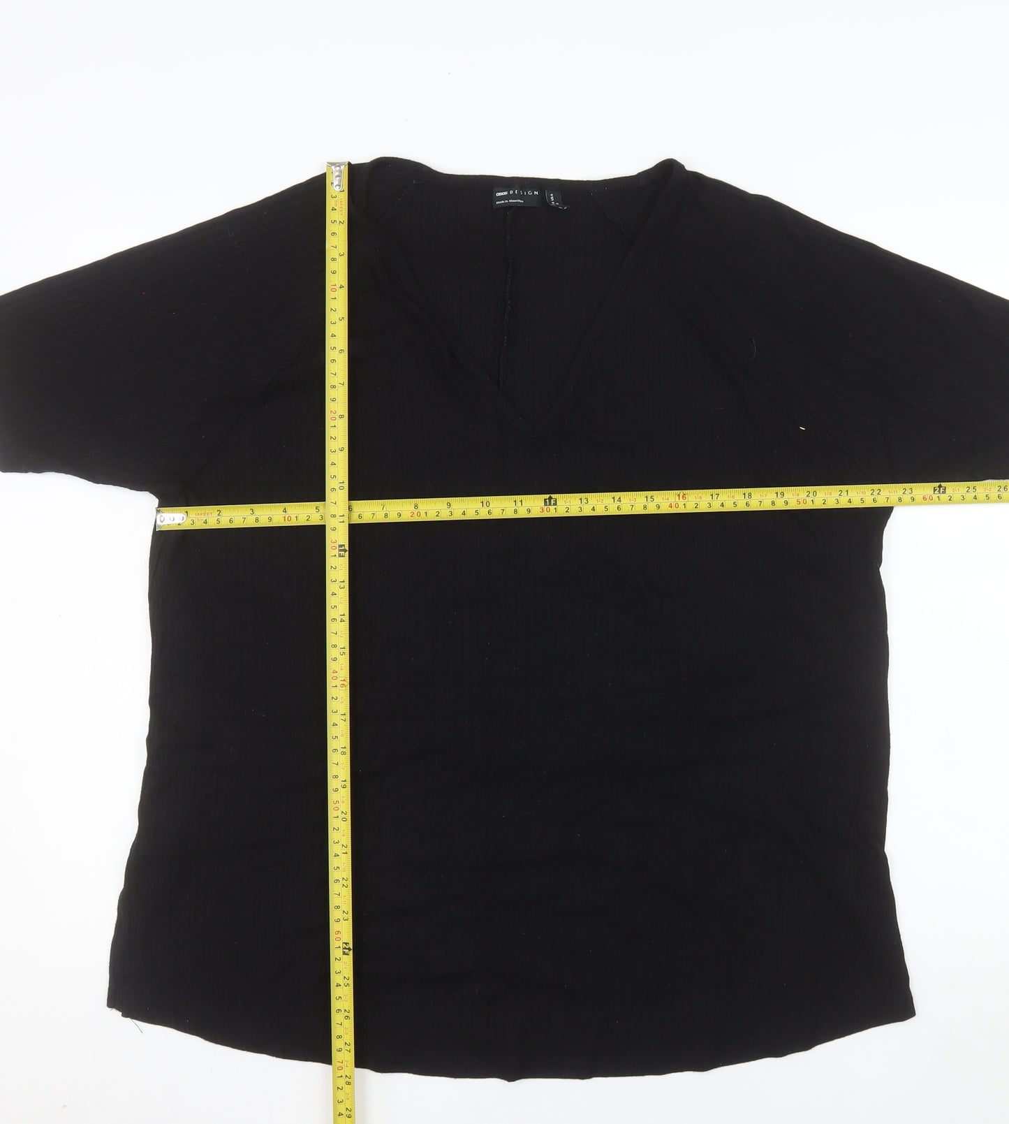ASOS Women’s Black Cotton V-Neck Short Sleeve Tall Blouse UK 10