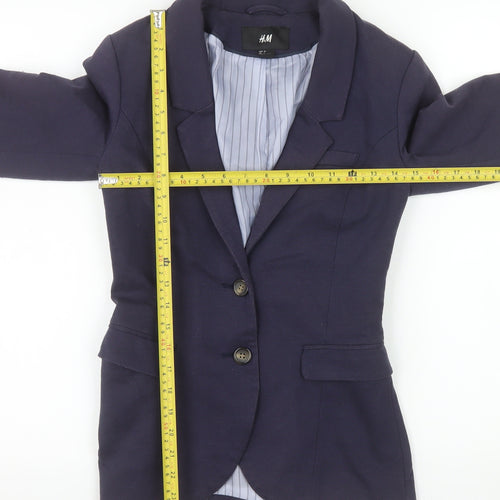H&M Women's Blue Slim Fit Two-Button Blazer Size 6
