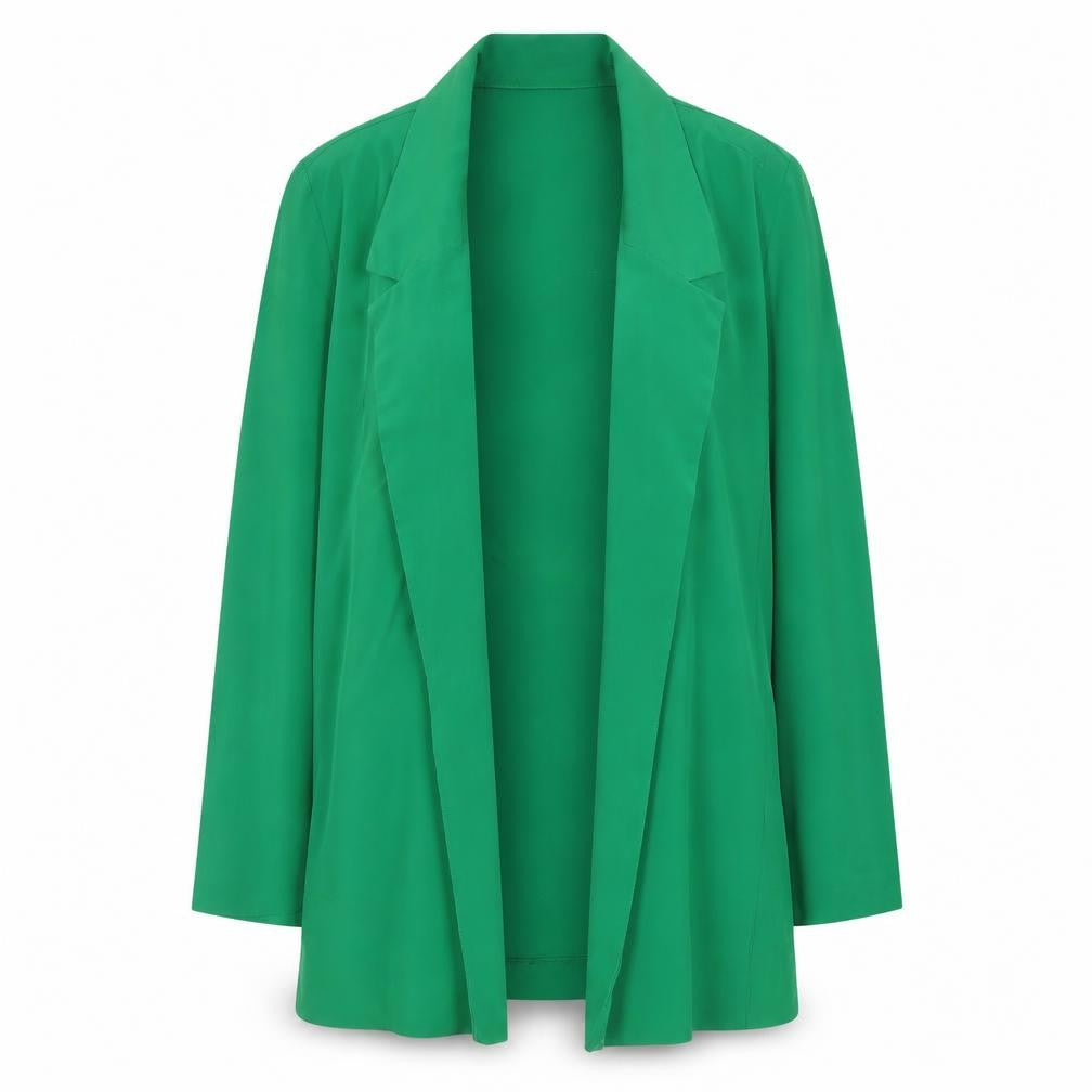 Front view of Stradivarius Women’s Green Regular Fit Single Breasted Blazer, size UK 12