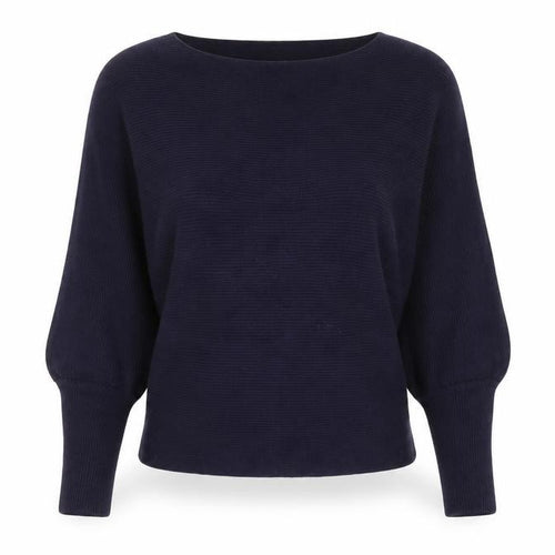 Principles Petite Women's Blue Boat Neck Long Sleeve Cotton Jumper Size 6