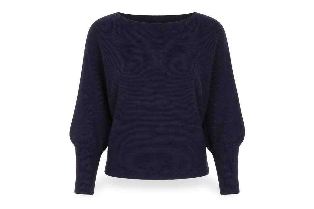 Principles Petite Women's Blue Boat Neck Long Sleeve Cotton Jumper Size 6