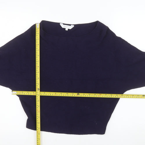 Principles Petite Women's Blue Boat Neck Long Sleeve Cotton Jumper Size 6