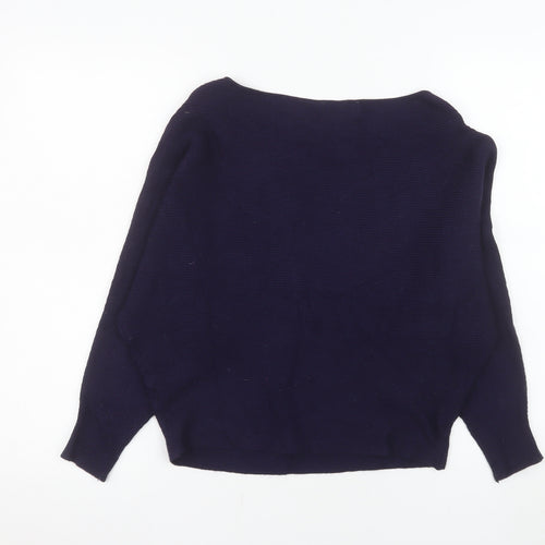 Principles Petite Women's Blue Boat Neck Long Sleeve Cotton Jumper Size 6