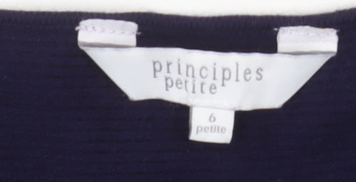 Principles Petite Women's Blue Boat Neck Long Sleeve Cotton Jumper Size 6
