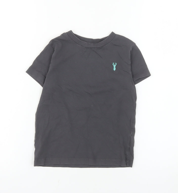 Next Boys Black Cotton Short Sleeve Crew Neck T-Shirt 4 Years