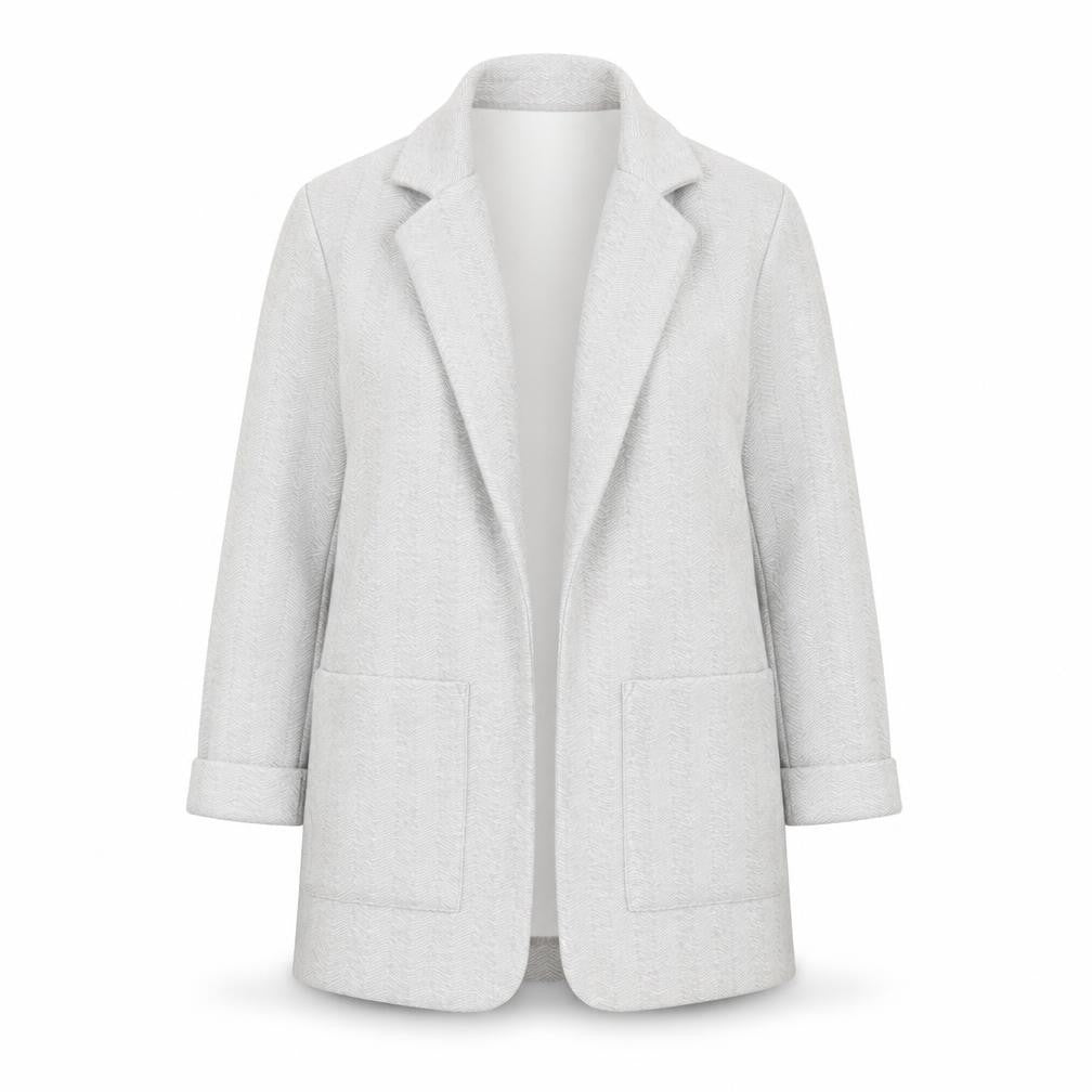 Front view of Dunnes Women’s Grey Coatigan Small Mid-Length Knit Jacket